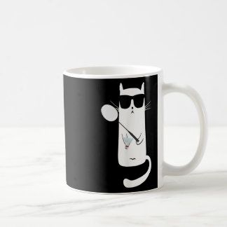 Caneca De Café Gato engraçado usando óculos de sol jogando badmin
