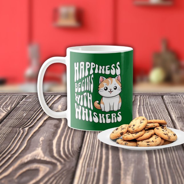 Caneca De Café Gato engraçado verde fofo dizendo (Criador carregado)