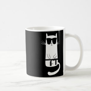 Caneca De Café Gato Engraçado Vestindo Sungles Karate Judo Black 