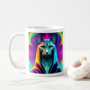 Caneca De Café Gato esfinge, arte de rua, colorido