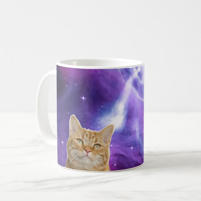 Caneca De Café Gato espacial de galáxias cósmicas (Frente Esquerda)