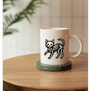 Caneca De Café Gato Esqueleto Fofo