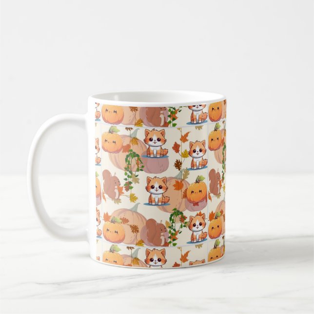 Caneca De Café Gato, Esquilo e Delícias Cozy (Esquerda)