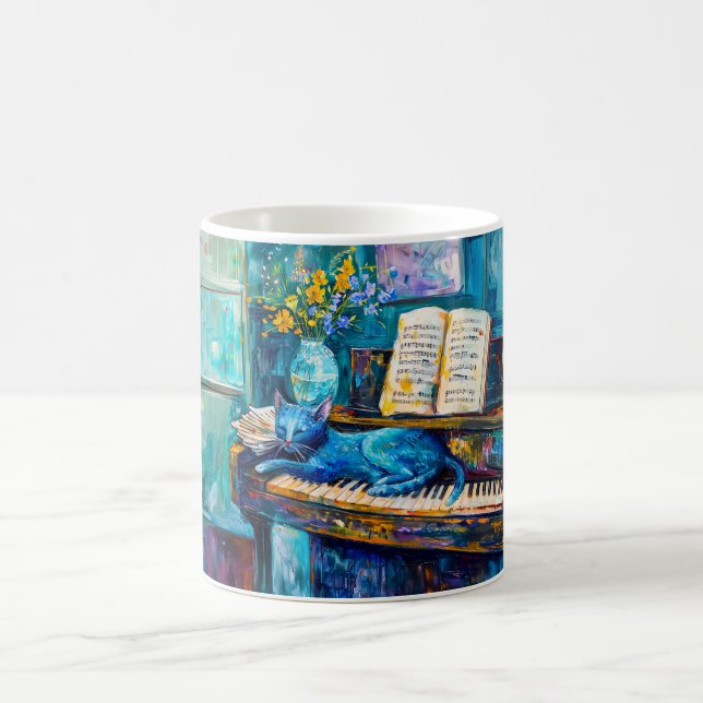 Caneca De Café Gato está Dormindo no Piano (Centro)