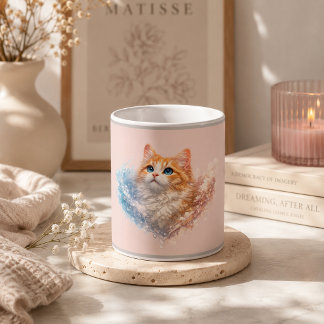 Caneca De Café Gato estilo rosa