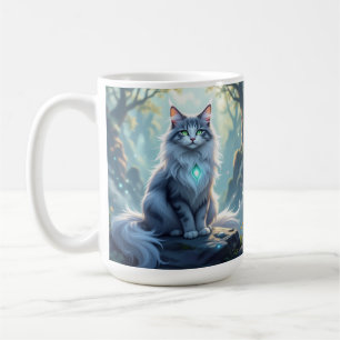Caneca De Café Gato Fantasia Majestoso com Aura Mística – Alta F