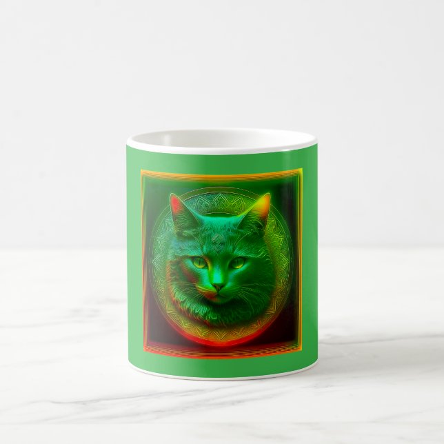 Caneca De Café Gato Fantasia Na Frente Do Crest (Centro)