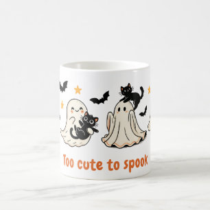 Caneca De Café Gato Fantasma Cute de Halloween - Presente de Qued