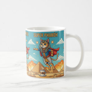 Caneca De Café Gato Faraó - Felino Egípcio Antigo Super-Heroico