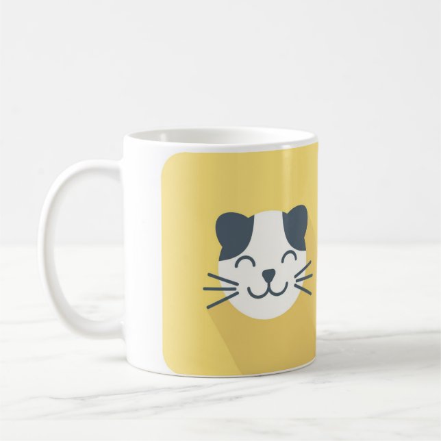 Caneca De Café Gato Feliz de Cabeça de Gato (Esquerda)