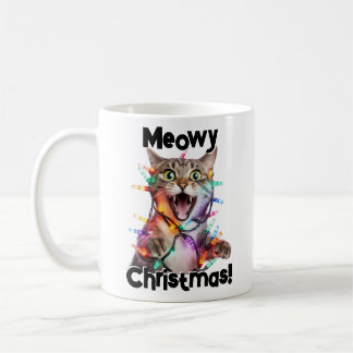 Caneca De Café Gato Feliz de Natal, Mug Engraçado Presente