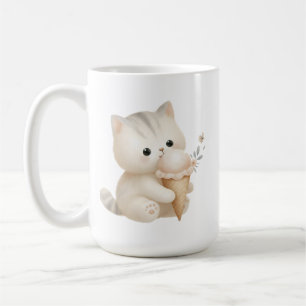 Caneca De Café Gato Feliz Pawsitivamente Doce com Cone Sorvete