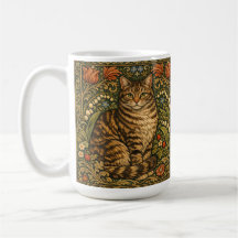 Gato floral botânico vintage elegante