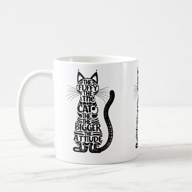Caneca De Café Gato Fluffy, Grande Atitude - Pão Gato Engraçado (Esquerda)