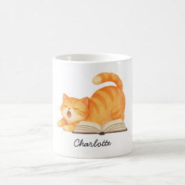 Caneca De Café Gato Fofo Amante de Livros Personalizado
