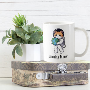 Caneca De Café Gato Fofo Astronauta Mãe de Gato Amante de Animais