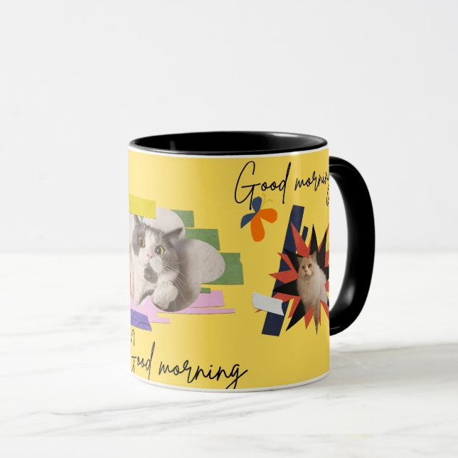 Caneca de Café Gato Fofo Bom Dia 330ml (Frente Esquerda)