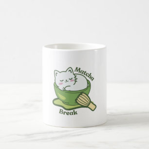 Caneca De Café Gato fofo com bebida de matcha