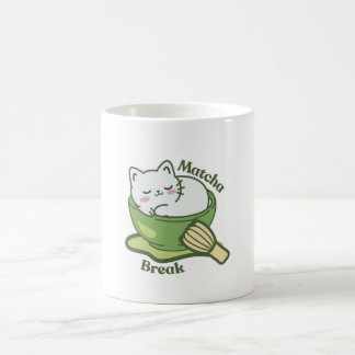 Caneca De Café Gato fofo com bebida de matcha