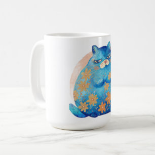 Caneca De Café gato fofo com olhos azuis