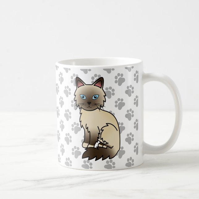 Caneca De Café Gato Fofo de Chocolate Point Birman / Ragdoll & Pa (Direita)