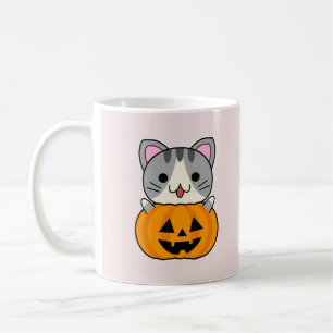 Caneca De Café Gato Fofo de Halloween em Jack o Lantern