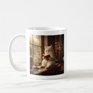 Caneca De Café Gato Fofo Lendo