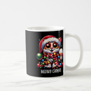 Caneca De Café Gato Fofo Meowy Catmas Roupas De Natal Gato Pai