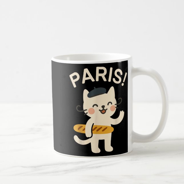 Caneca De Café Gato Francês Com Baguete Gato Fofo Paris Animais E (Direita)