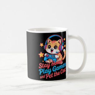 Caneca De Café Gato Gamer Divertido Fica em Casa2 