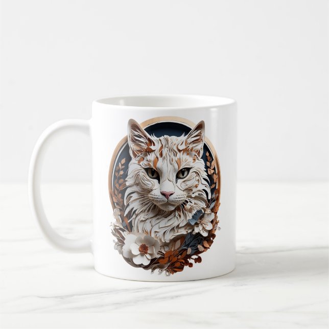 Caneca De Café gato,gatinho com flor (Esquerda)