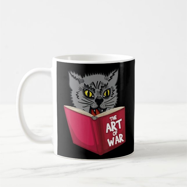 Caneca De Café Gato Gatinho Lendo Livro Arte De Um Animal Engraça (Esquerda)