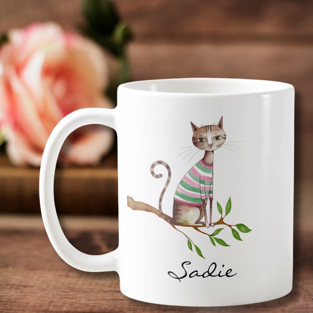 Caneca De Café Gato Gato Bonito de Aniversário, Mãe Personalizada (Criador carregado)