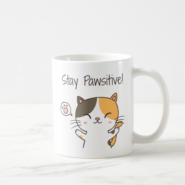 Caneca De Café Gato Gato Gato Gato Gato Fica Pawsitivo (Direita)