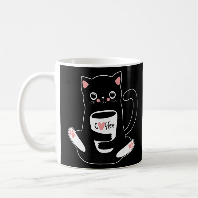 Caneca De Café Gato Gato Gato Gelado Segurando Linha de Café (Esquerda)