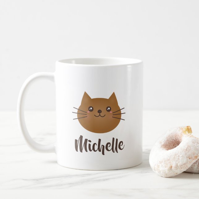Caneca De Café Gato Gato Gato Kawaii Gato Lover Quimsical Monogra (Com Donut)