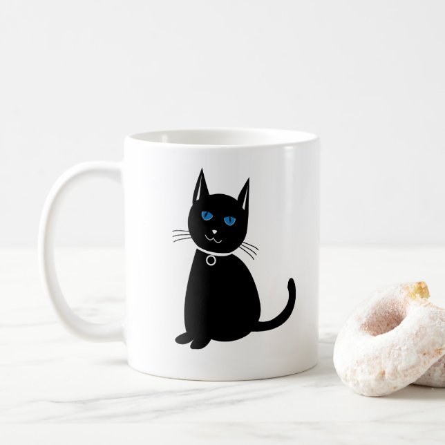 Caneca De Café Gato Gato Preto  (Com Donut)