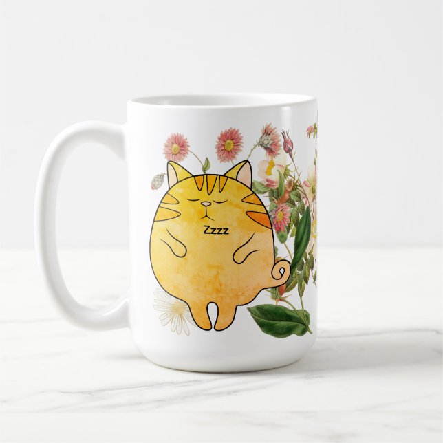Caneca De Café Gato Gengibre Sonolento (Esquerda)