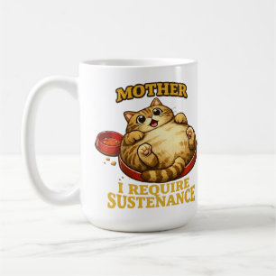 Caneca De Café Gato Gordinho Engraçado “Eu Exijo Sustento” Fofo