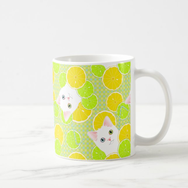 Caneca De Café Gato gostoso do gatinho da limonada ensolarado, (Direita)