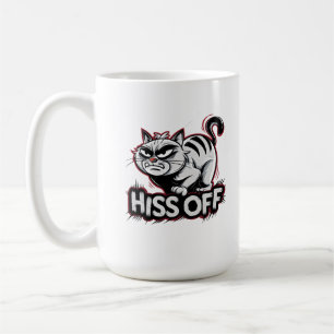 Caneca De Café Gato Grumpy "Hiss Off" Engraçado Animal Sarcástico