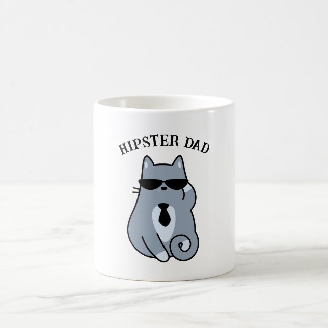 Caneca De Café Gato hipster - Pai Cat Lover Cat Personalizado (Centro)