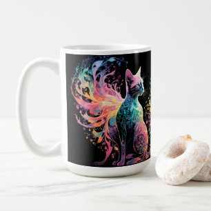 Caneca De Café Gato Holográfico Espectral: Um Prisma de Elegância