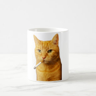 Caneca De Café Gato Idiota Engraçado Meme Fumando Cigarro Gato Le