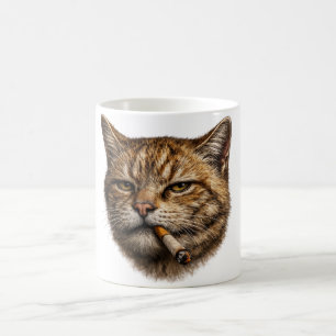 Caneca De Café Gato Idiota Engraçado Meme Fumando Cigarro Gato Le