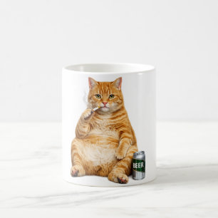 Caneca De Café Gato idiota engraçado meme gato fumando cigarro