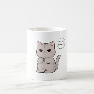 Caneca De Café Gato Indiferente "Não é Meu Problema" Design Diver