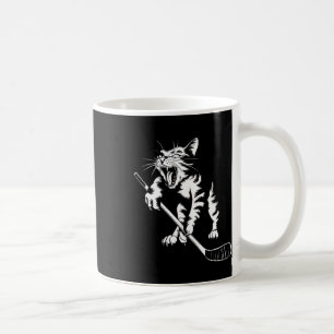 Caneca De Café Gato Jogando Hóquei no Gelo