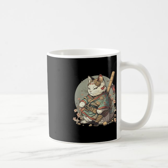 Caneca De Café Gato Kawaii Estilo Samurai Anime Kitten Japonês (Direita)