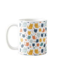 Gato Kawaii Padrão Amarelo Azul Laranja Amante de 